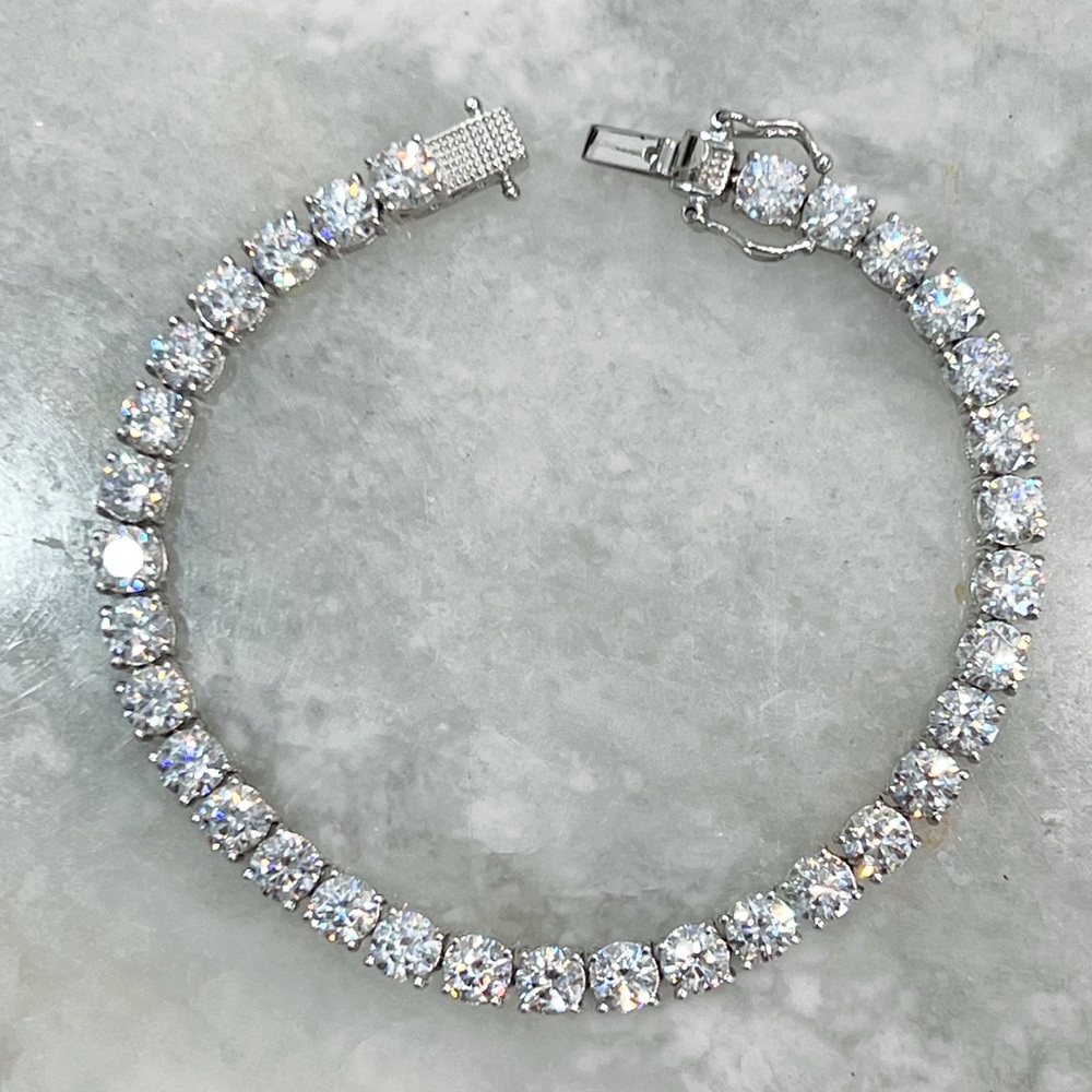 Swarovski Zirconia 7.25” Sterling Silver Tennis Bracelet by J Francis - Picture 4 of 15